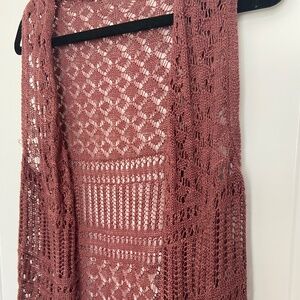 Knitted long vest boho crochet style